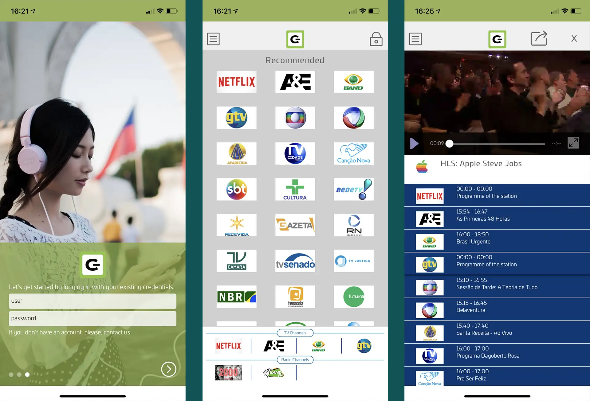 Mobile screen 1,2 e 3